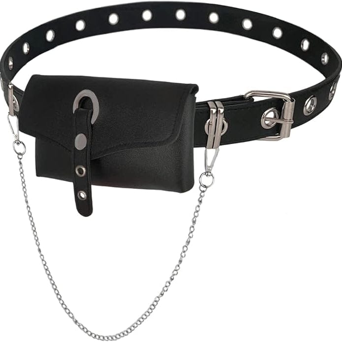 Punk Design Women's Punk Chain Belt Bag for Women Crossbody Waist Bag