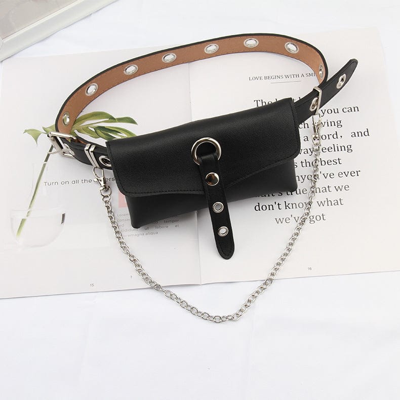 Punk Design Women's Punk Chain Belt Bag for Women Crossbody Waist Bag