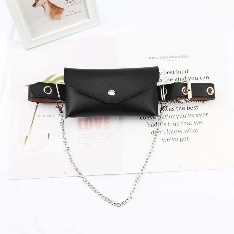 Punk Design Women's Punk Chain Belt Bag for Women Crossbody Waist Bag