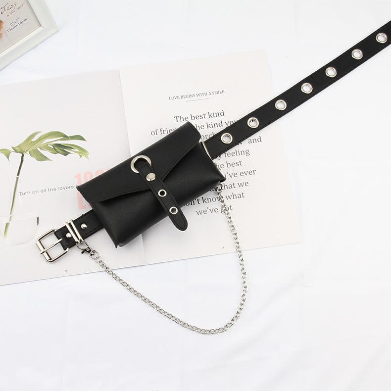 Punk Design Women's Punk Chain Belt Bag for Women Crossbody Waist Bag