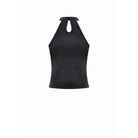 Punk Design Women's Punk Eyelet Strap Halterneck Mesh Panel Top