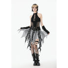 Punk Design Women's Punk Eyelet Strap Halterneck Mesh Panel Top