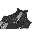 Punk Design Women's Punk Eyelet Strap Halterneck Mesh Panel Top