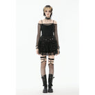 Punk Design Women's Punk Eyelet Strap Wide-Waistband Skirt