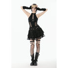 Punk Design Women's Punk Eyelet Strap Wide-Waistband Skirt