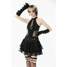 Punk Design Women's Punk Eyelet Strap Wide-Waistband Skirt