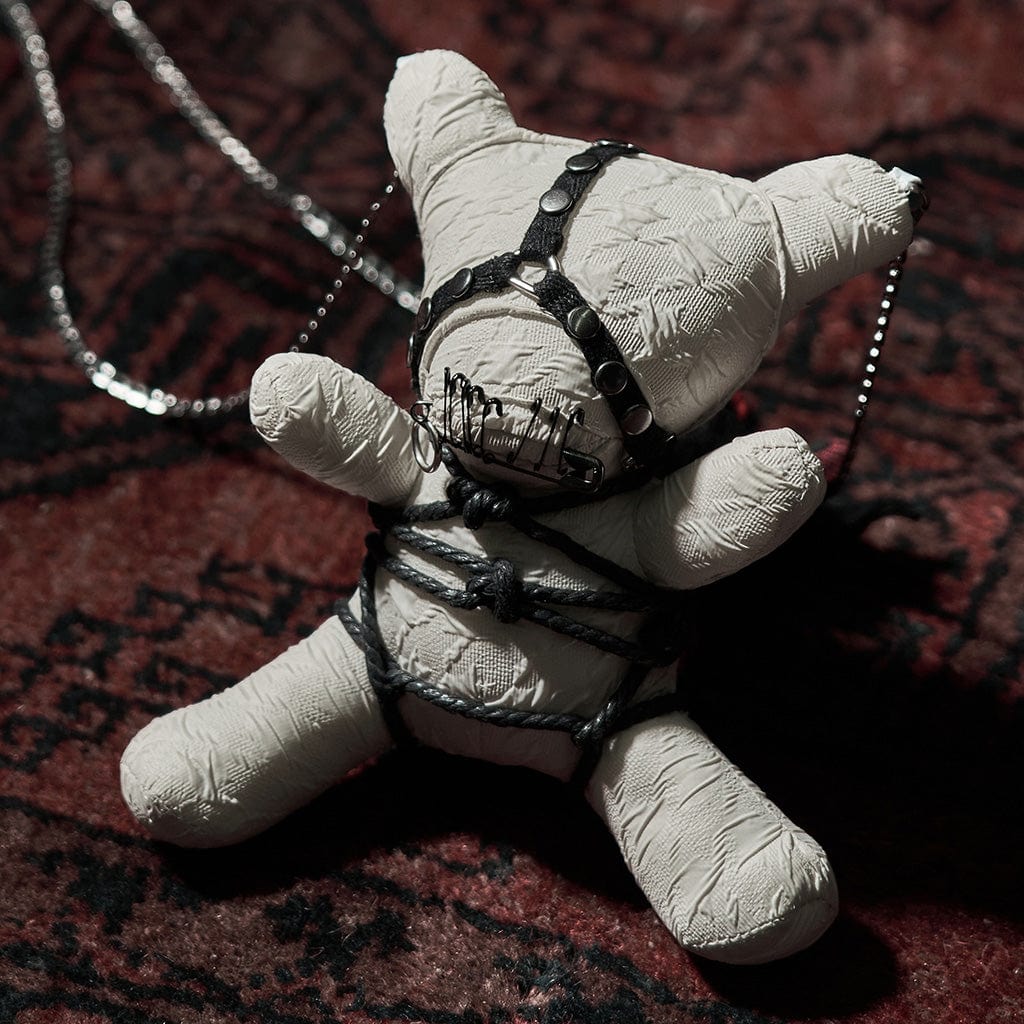 PUNK RAVE Gothic Black Bear Doll Keychain Home Decoration