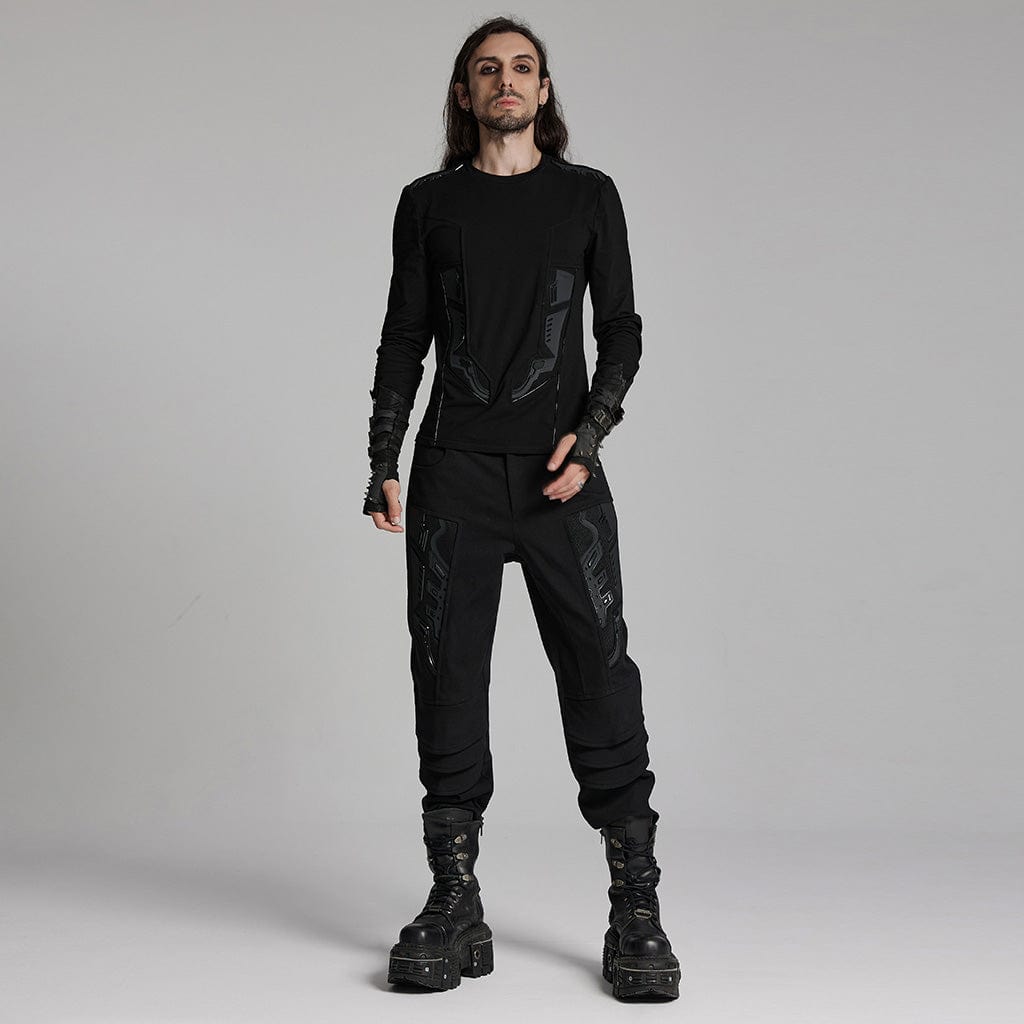 PUNK RAVE Men's Cyberpunk 3D Amor Patch Pants