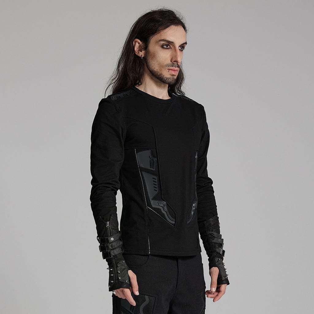 PUNK RAVE Men's Cyberpunk 3D Amor Patch Shirt