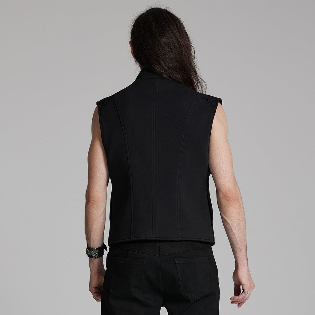 PUNK RAVE Men's Cyberpunk Bucke-up Zip Waistcoat