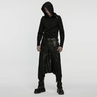 PUNK RAVE Men's Cyberpunk Buckle-up Strap Minimalist Hoodie
