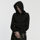 PUNK RAVE Men's Cyberpunk Buckle-up Strap Minimalist Hoodie