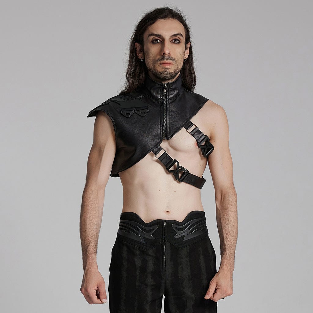 PUNK RAVE Men's Cyberpunk Buckle-up Zip Body Harness