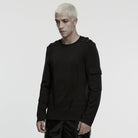 PUNK RAVE Men's Cyberpunk Cut-out Mesh Splice T-shirt