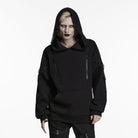 PUNK RAVE Men's Cyberpunk D-rings Zips Hoodie