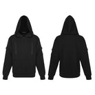 PUNK RAVE Men's Cyberpunk D-rings Zips Hoodie