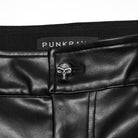 PUNK RAVE Men's Cyberpunk Eyelet Strap Zip Faux Leather Pants