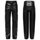 PUNK RAVE Men's Cyberpunk Eyelet Strap Zip Faux Leather Pants