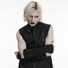 PUNK RAVE Men's Cyberpunk Layered Fingerless Gloves