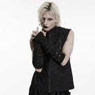 PUNK RAVE Men's Cyberpunk Layered Fingerless Gloves