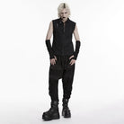 PUNK RAVE Men's Cyberpunk Layered Fingerless Gloves