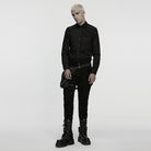 PUNK RAVE Men's Cyberpunk Ripped Turn-down Collar Shirt