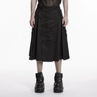 PUNK RAVE Men's Cyberpunk Rivets Big Pockets Pleated Skirt