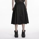 PUNK RAVE Men's Cyberpunk Rivets Big Pockets Pleated Skirt