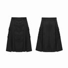 PUNK RAVE Men's Cyberpunk Rivets Big Pockets Pleated Skirt