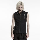 PUNK RAVE Men's Cyberpunk Skull Rivet Zip Vest
