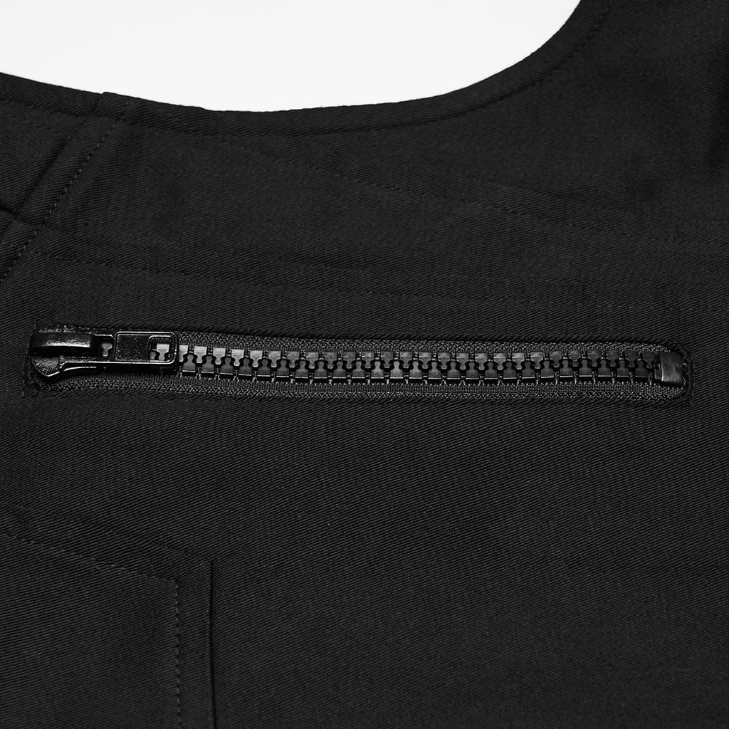 PUNK RAVE Men's Cyberpunk Skull Rivet Zip Vest