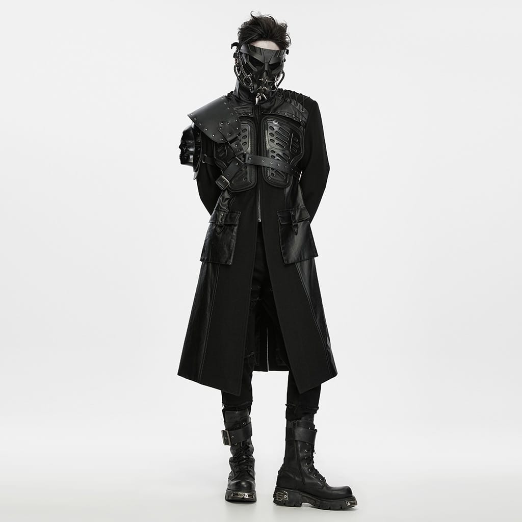 PUNK RAVE Men's Cyberpunk Spiked Chain Ring Mask