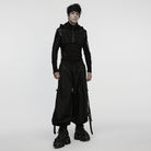 PUNK RAVE Men's Cyberpunk Stand Collar Zip Hooded Short Vest