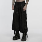 PUNK RAVE Men's Cyberpunk Strappy Rivets Cuffed Pants