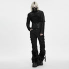 PUNK RAVE Men's Cyberpunk Studded Pleated Stand Collar Short Jacket