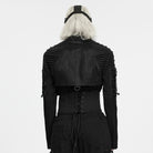 PUNK RAVE Men's Cyberpunk Studded Pleated Stand Collar Short Jacket