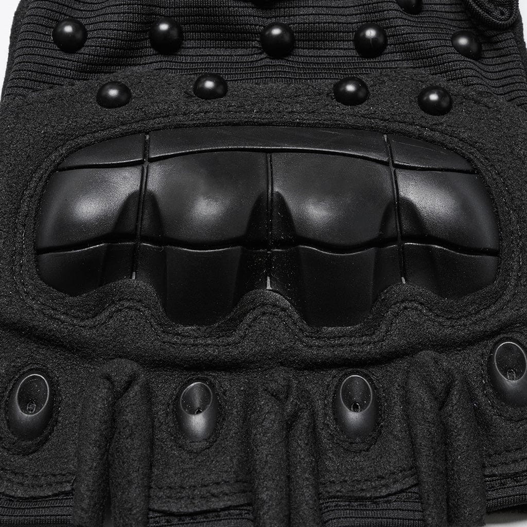 PUNK RAVE Men's Cyberpunk Studs Mesh Pad Gloves