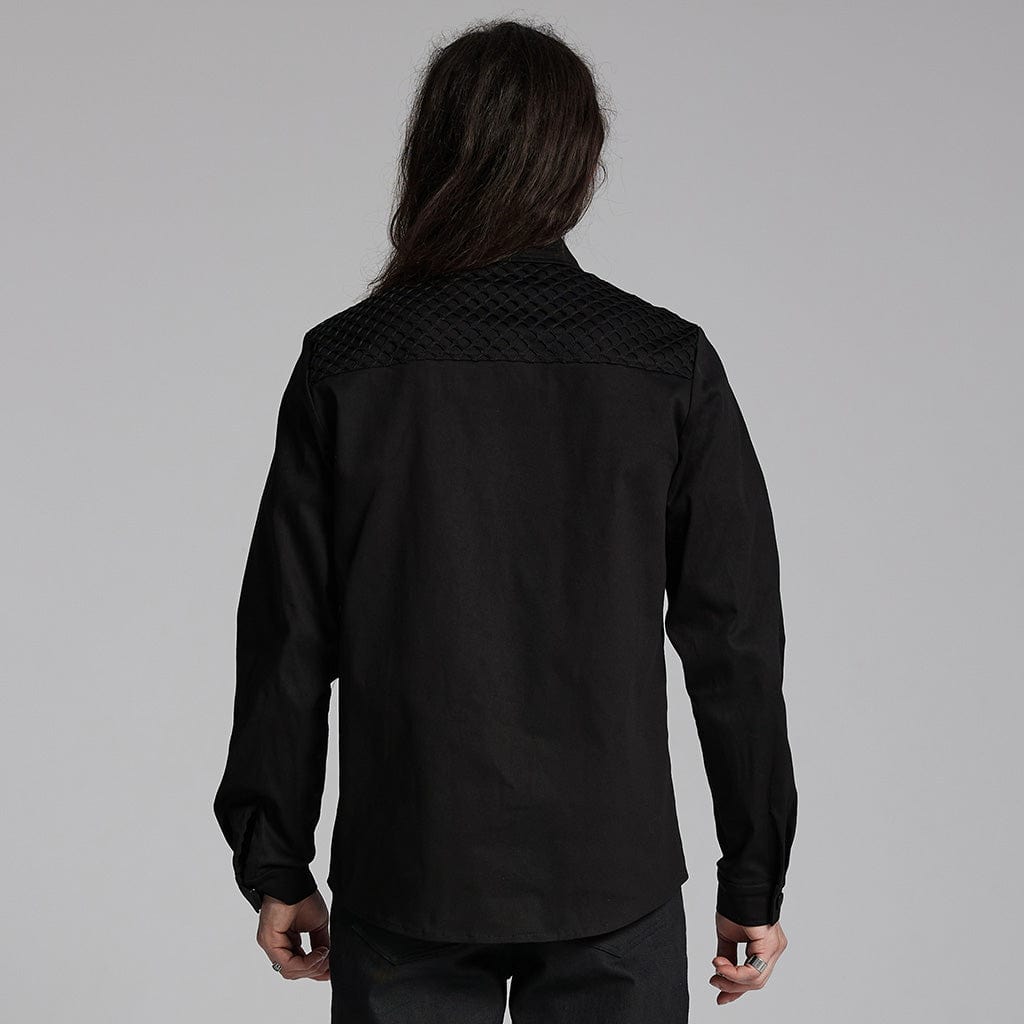 PUNK RAVE Men's Cyberpunk Zip Mesh Pocket Shirt