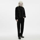PUNK RAVE Men's Gothic Applique Chain Front Zipper Waistcoat Black
