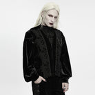 PUNK RAVE Men's Gothic Applique Chain Front Zipper Waistcoat Black