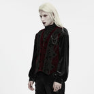 PUNK RAVE Men's Gothic Applique Chain Front Zipper Waistcoat Red