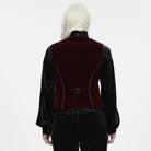 PUNK RAVE Men's Gothic Applique Chain Front Zipper Waistcoat Red