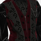 PUNK RAVE Men's Gothic Applique Chain Front Zipper Waistcoat Red