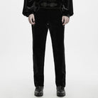 PUNK RAVE Men's Gothic Applique Lace-up Side Zipper Pants Black