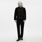 PUNK RAVE Men's Gothic Applique Lace-up Side Zipper Pants Black