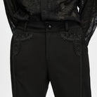 PUNK RAVE Men's Gothic Applique Trimmed Slim Pants
