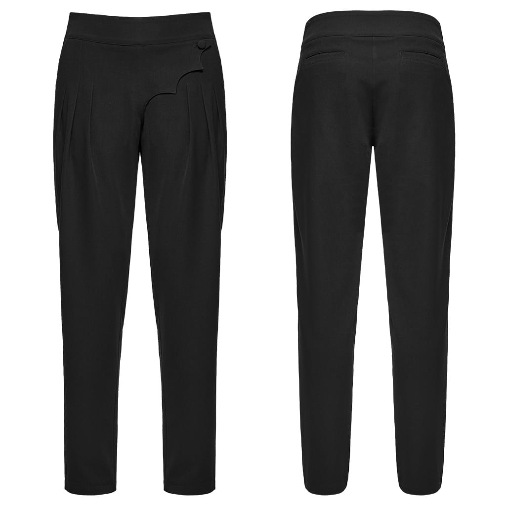 PUNK RAVE Men's Gothic Asymmetric Batwing Pleated Pants