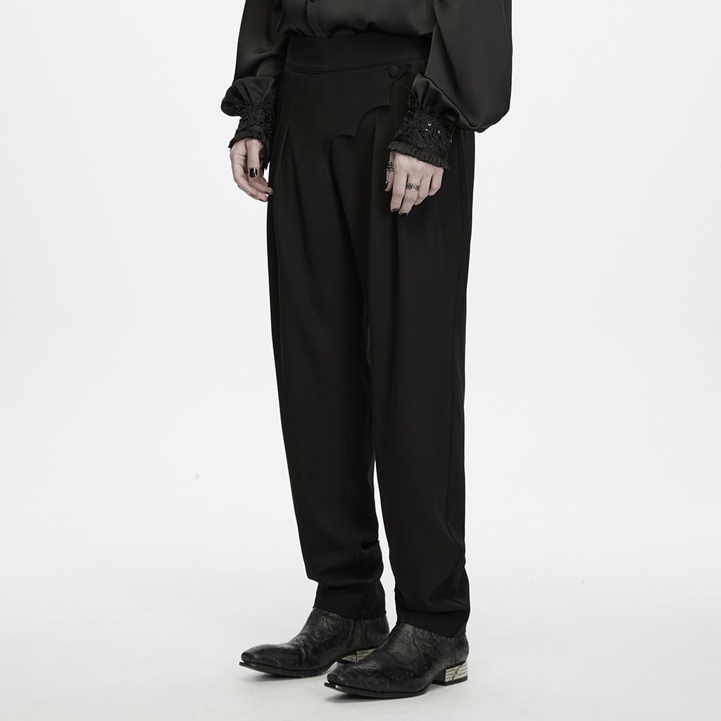 PUNK RAVE Men's Gothic Asymmetric Batwing Pleated Pants