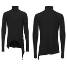 PUNK RAVE Men's Gothic Asymmetric Turtle Neck Long Sleeve Top