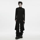 PUNK RAVE Men's Gothic Asymmetric Turtle Neck Long Sleeve Top